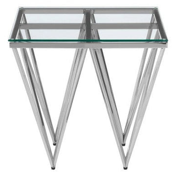 Allure Silver Finish Prismatic Legs End Table