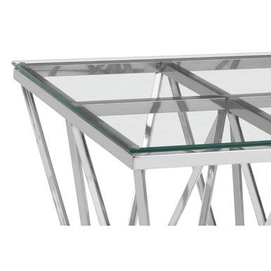 Allure Silver Finish Prismatic Legs End Table