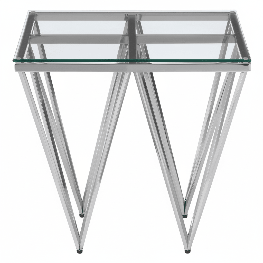 Allure Silver Finish Prismatic Legs End Table
