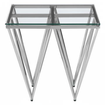 Allure Silver Finish Prismatic Legs End Table