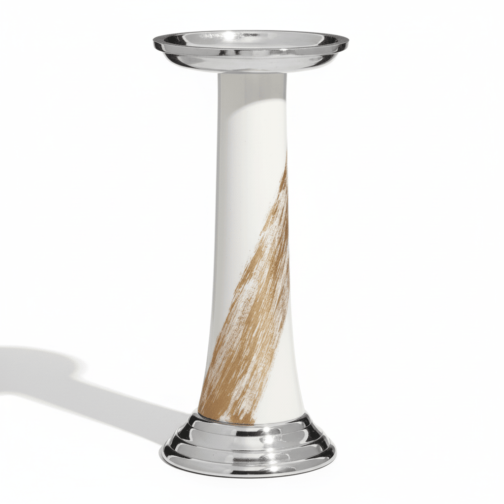 Alma White And Gold Candle Holder