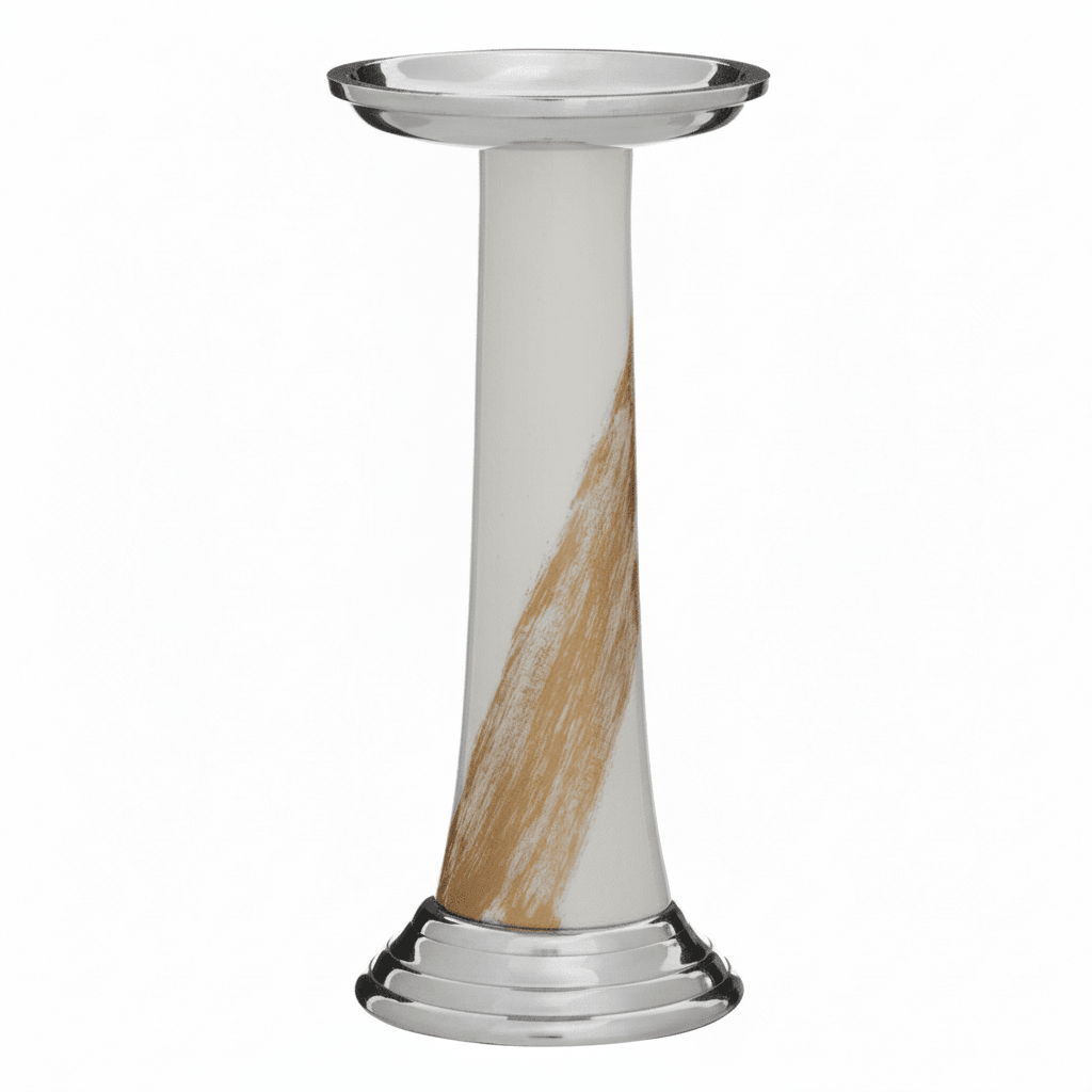 Alma White And Gold Candle Holder