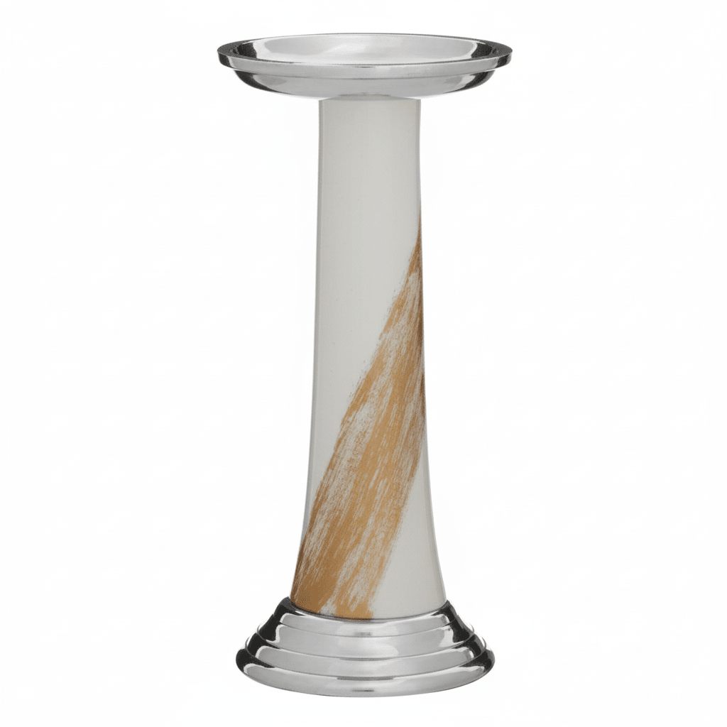 Alma White And Gold Candle Holder