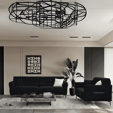 Aluxo Albany Sofa Range in Black Lux Boucle Fabric