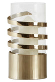 Amreli Large Vertical Textured Gold Metal Hurricane Candle Holder