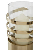 Amreli Large Vertical Textured Gold Metal Hurricane Candle Holder