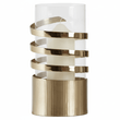Amreli Large Vertical Textured Gold Metal Hurricane Candle Holder