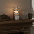 Amreli Large Vertical Textured Silver Metal Hurricane Candle Holder
