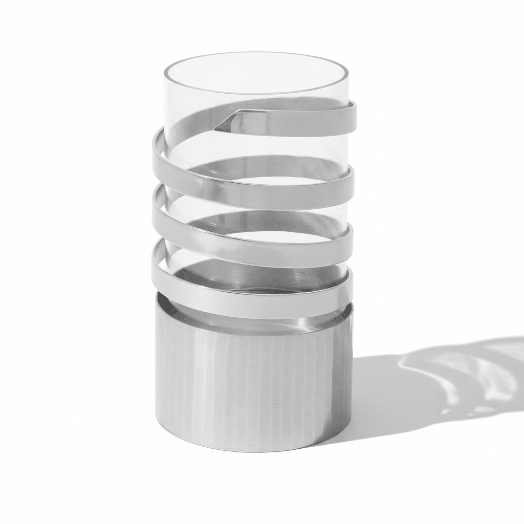 Amreli Large Vertical Textured Silver Metal Hurricane Candle Holder