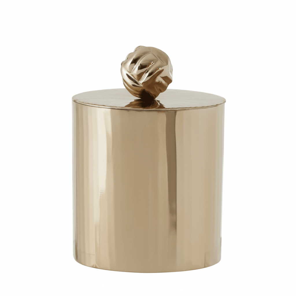Amreli Small Vertical Textured Gold Metal Trinket Box