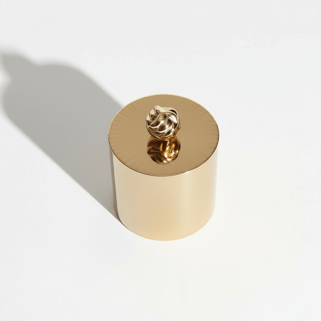 Amreli Small Vertical Textured Gold Metal Trinket Box