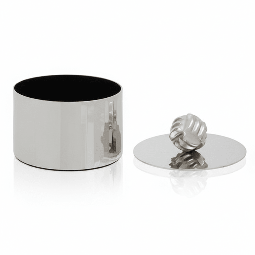 Amreli Small Vertical Textured Silver Metal Trinket Box