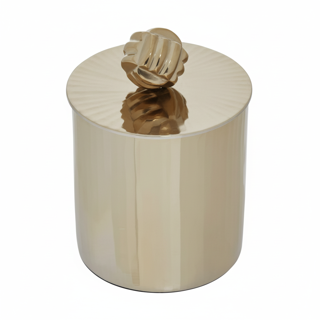 Amreli Small Vertical Textured Gold Metal Trinket Box