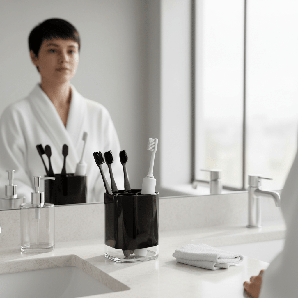 Ando Black Acrylic Toothbrush Holder