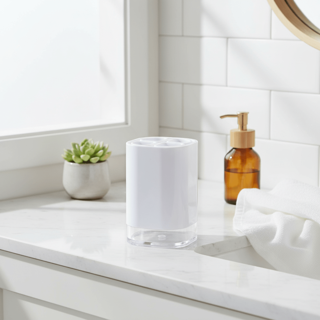 Ando White Acrylic Toothbrush Holder