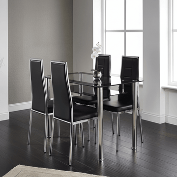 Andora Dining Table Only Chrome & Black