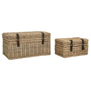 Argento Greywash Rattan Storage Trunks - Set of 2