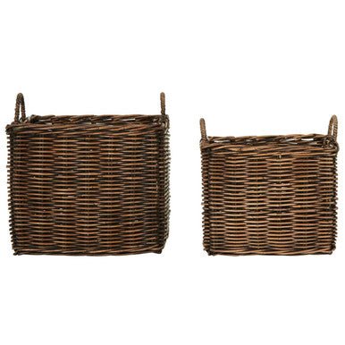 Argento Set of Two Natural Rattan Storage Baskets