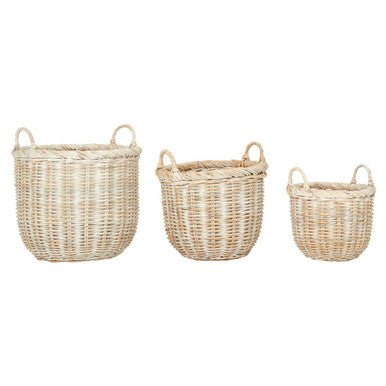 Argento Whitewash Rattan Storage Baskets - Set of 3