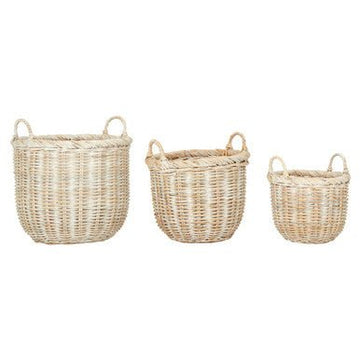 Argento Whitewash Rattan Storage Baskets - Set of 3