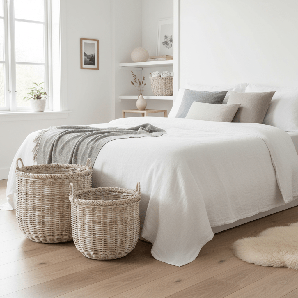 Argento Whitewash Rattan Storage Baskets - Set of 3