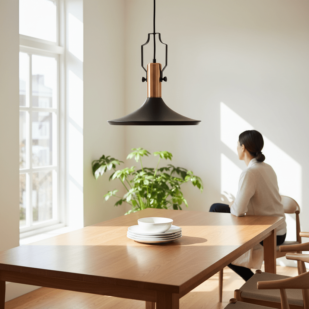 Argo Large Pendant Light in Black and Copper