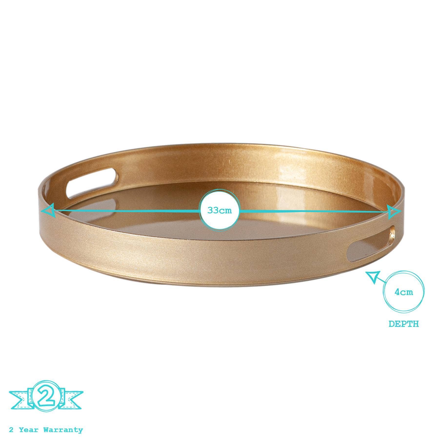 Argon Tableware Round Serving Tray - 33cm - Rose Gold