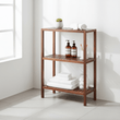 Arla 3 Tier Walnut Wood Bathroom Shelf Unit