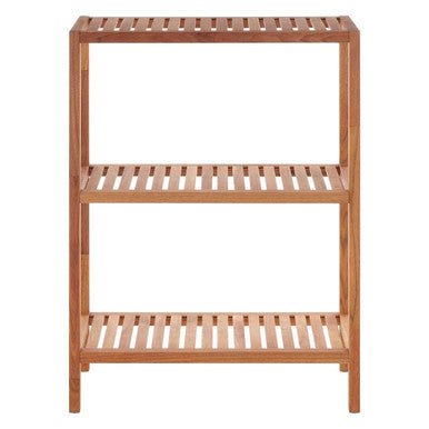 Arla 3 Tier Walnut Wood Bathroom Shelf Unit