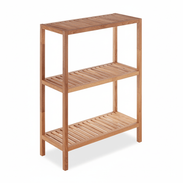 Arla 3 Tier Walnut Wood Bathroom Shelf Unit