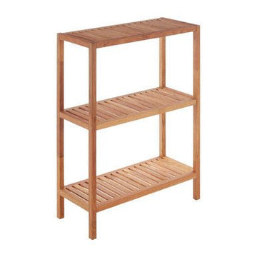 Arla 3 Tier Walnut Wood Bathroom Shelf Unit