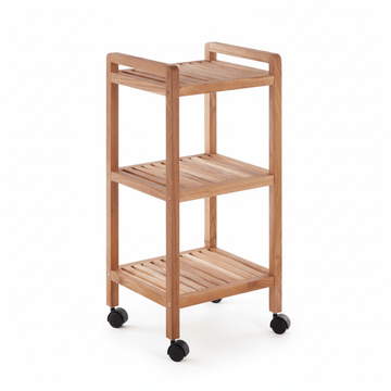 ARLA 3 Tier Walnut Wood Bathroom Trolley