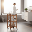 ARLA 3 Tier Walnut Wood Bathroom Trolley
