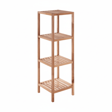 ARLA 4 Tier Walnut Wood Bathroom Shelf Unit