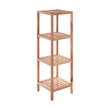 ARLA 4 Tier Walnut Wood Bathroom Shelf Unit