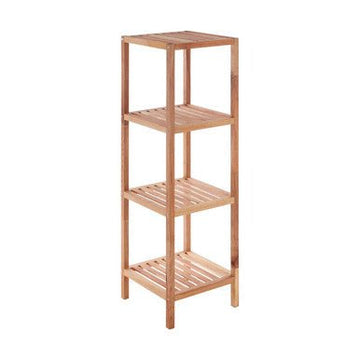 ARLA 4 Tier Walnut Wood Bathroom Shelf Unit