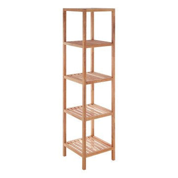 ARLA 5 Tier Walnut Wood Bathroom Shelf Unit