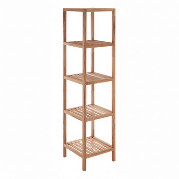 ARLA 5 Tier Walnut Wood Bathroom Shelf Unit
