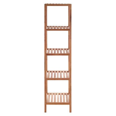 ARLA 5 Tier Walnut Wood Bathroom Shelf Unit