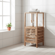 ARLA Two Tier Walnut Wood Bathroom Shelf Unit