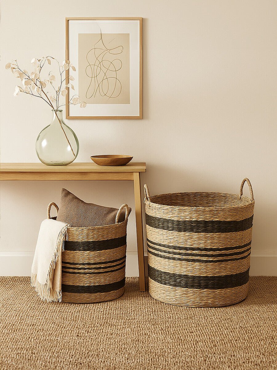 Arles Black Stripes Seagrass Baskets