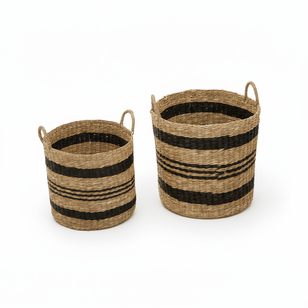 Arles Black Stripes Seagrass Baskets
