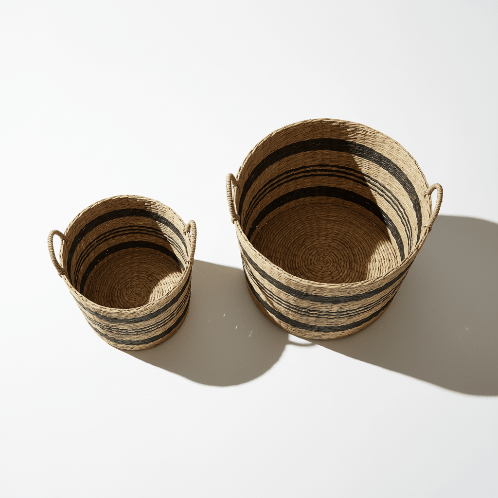 Arles Black Stripes Seagrass Baskets