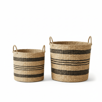 Arles Black Stripes Seagrass Baskets