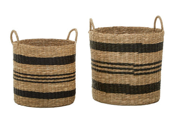 Arles Black Stripes Seagrass Baskets