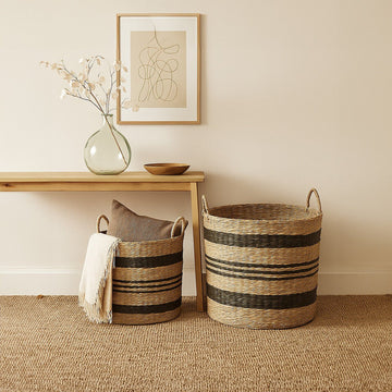 Arles Black Stripes Seagrass Baskets