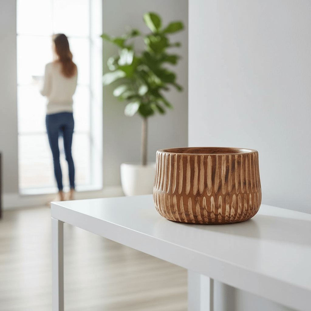 Arlo Large Brown And Natural Wooden Planter
