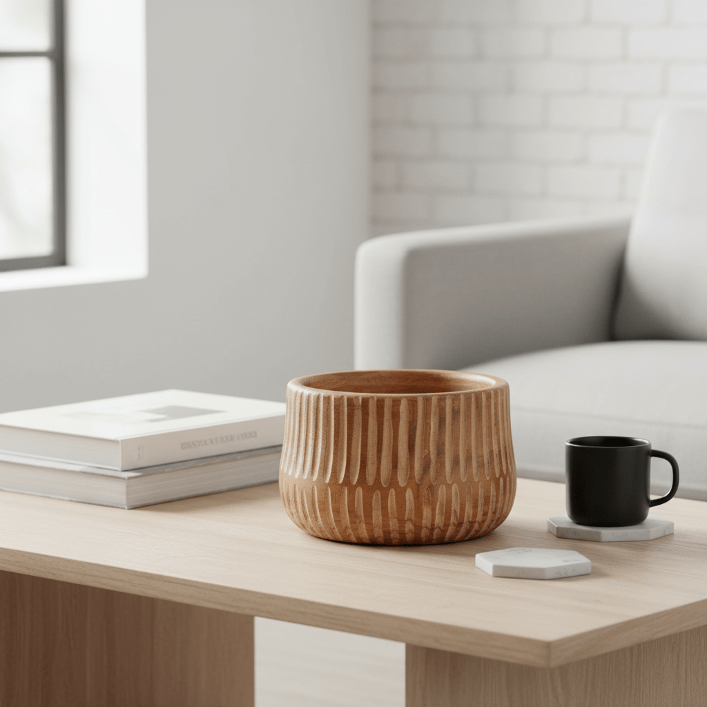 Arlo Large Brown And Natural Wooden Planter