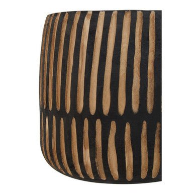 Arlo Large Engraved Natural And Black Wooden Planter