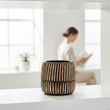Arlo Large Engraved Natural And Black Wooden Planter